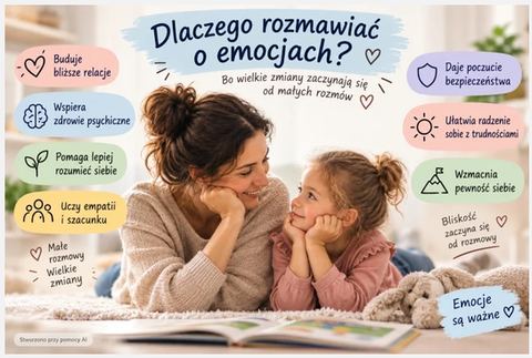 Rodzic i dziecko rozmawiają siedząc obok siebie