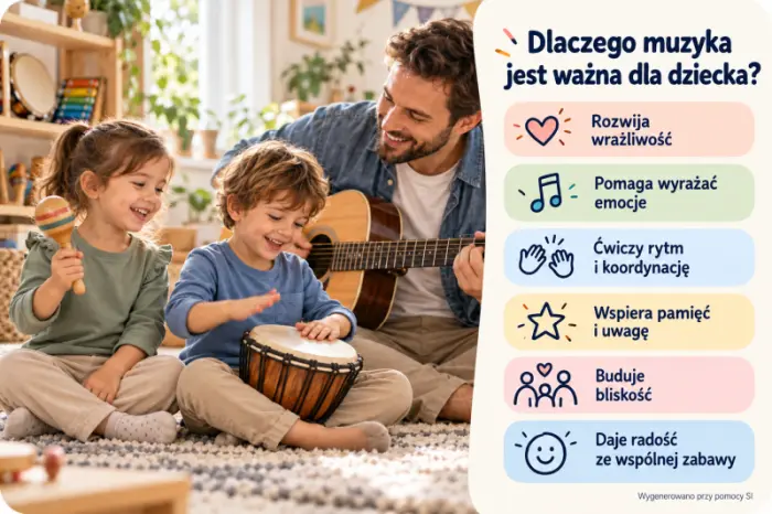 Dwoje dzieci przy zajęciach muzycznych w przedszkolu
